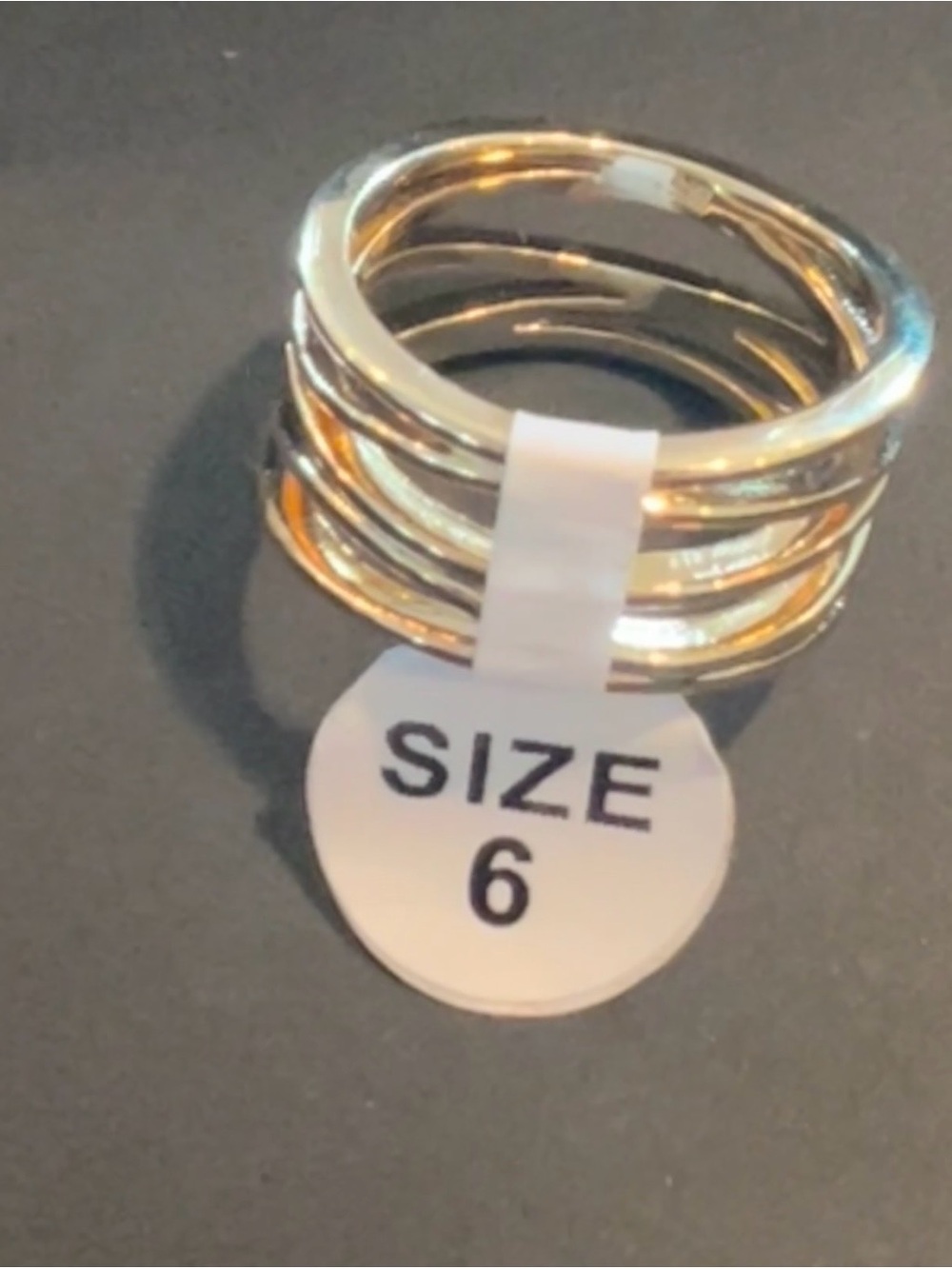 YG Filled Multi-Band Gold Tone Stackable Ring - Size 6